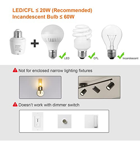 Enchufe De Bombilla Con Control Remoto Suraielec, Interrupto