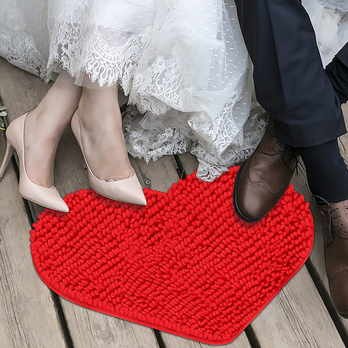 Alfombra Decorativa De San Valentín Con Forma De Corazón Roj