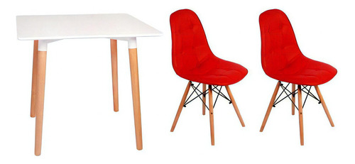 Kit De Mesa Retrátil 120 X 75 Noronha + 2 Cadeiras Eiffel Cor Vermelho