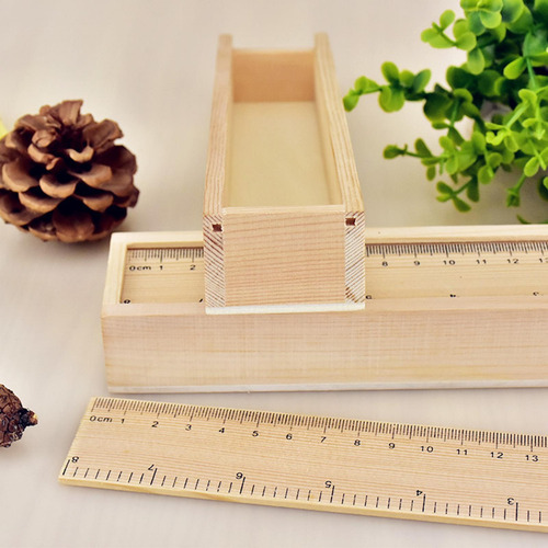 Estuche De Madera Para Lápices, Tapa De Regla, Altura 3cm
