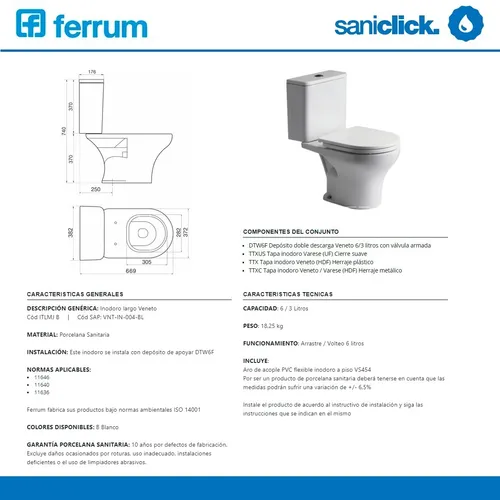 Inodoro ferrum 6l deals
