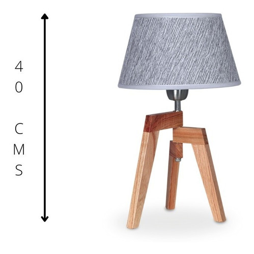 Imagen 2 de 3 de Velador Plegable Madera Paraiso Pantalla Arpillera Gris 1160