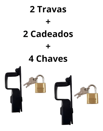 Kit 2 Travas Portão Numero 2 Com Cadeado Pado 30mm