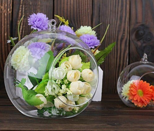 Set De 4 Floreros Esféricos De Vidrio Para Plantas Y Flores.
