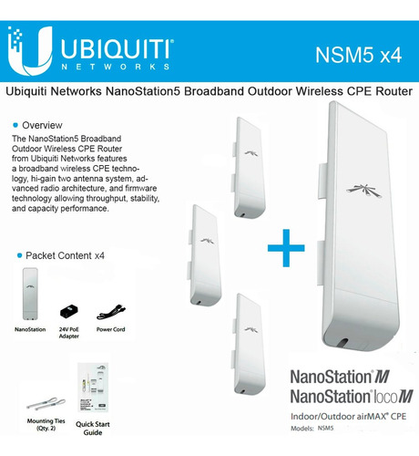 Ubiquiti Nsm5 4 Nanostation 5ghzaire Libre Airmax Cpe 15+km
