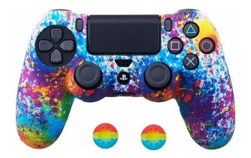 Funda Silicona Camuflaje Ps4, Dualshock, Ps4 Slim + 2 Tapas