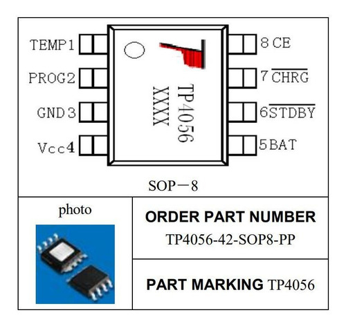 Por 5und Tp4056 Chip Cargador De Batería De Litio 18650 Lipo