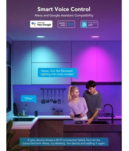 Smart Recessed Lighting 6 Inch, Wi-fi Bluetooth Direct ...