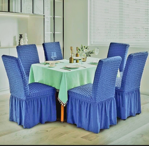 Conjunto Cubre Sillas Elastizadas Por 6 Unidades Crema Liso
