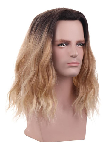Peruca Masculina Wthcos Ombré Preto Loiro, Estilo Moderno
