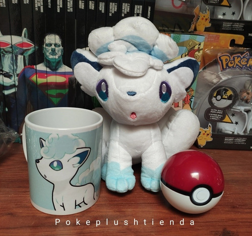 Imagen 2 de 3 de Promo Pokémon Vulpix Alola Peluche Taza Pokebola Envíogratis