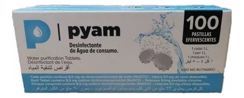 Pastillas Potabilizadoras Agua Pyam X 100 Comprimidos