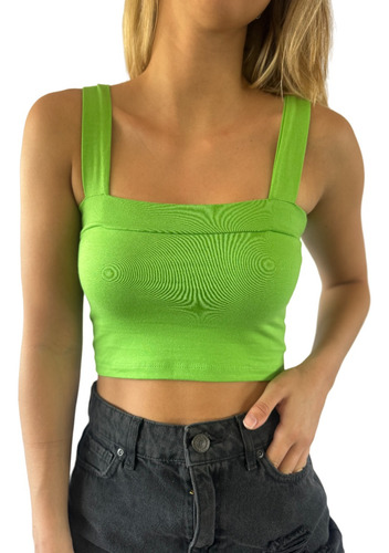 Top Musculosa Escote Cuadrado Algodon Con Lycra Mujer - Anka