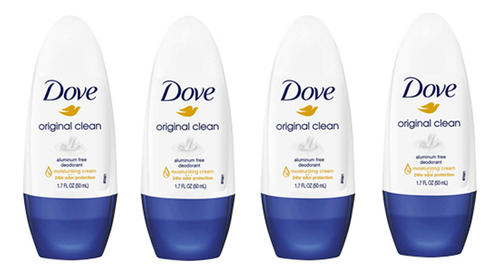 Desodorante Roll-on Dove Original Clean 50 Ml, 4 Pzs.