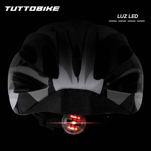 Imagen 8 de 10 de Casco Bicicleta Ruta Y Montaña Luz Led Y Visor Ciclismo Monk