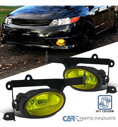 Fits 2006-2008 Honda Civic 2dr Coupe Yellow Bumper Fog L Oaa