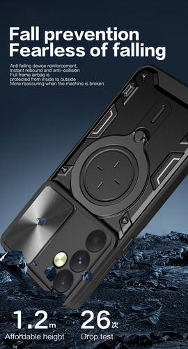 Funda Para Galaxy A55 Jiashang Uso Rudo Anillo + Tapa Camara Negro Jiashang