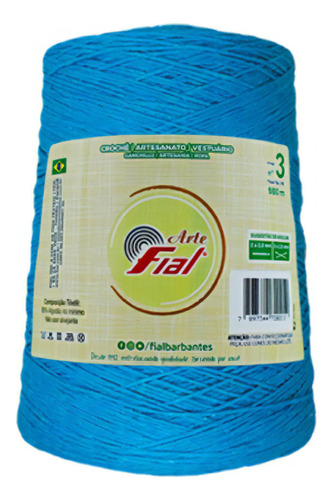 Fio Barbante Fial Arte Colorido N°3 980m 370g (tex 378) Cor Azul Turquesa - 56