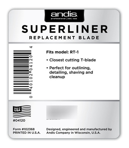 Cuchilla Para Super Liner Andis 04120