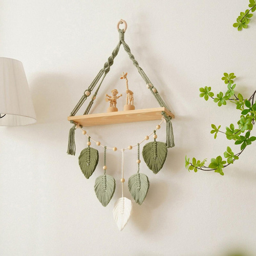 Folhas Macrame Parede Pendurado Tapeçaria De Madeira