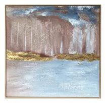 Comprar Cuadro Al Oleo Golden Waterfall Marco De Madera 100 X 100 Cm