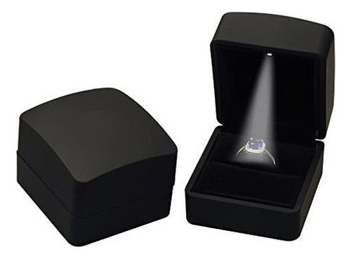 Caja De Anillo Led Negro Con Diseño De Lujo Arcado