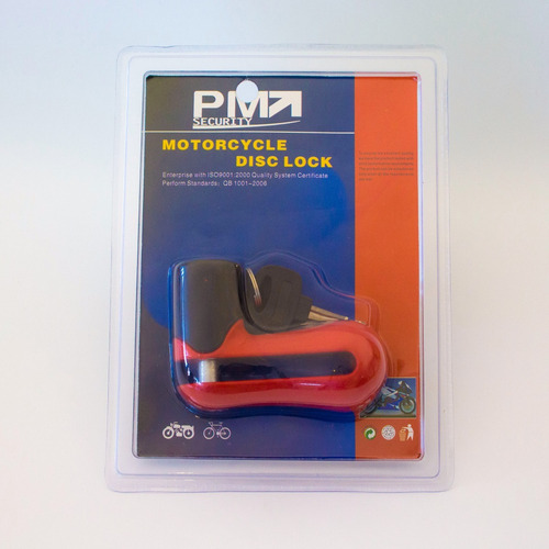 Traba Disco Pm Security Rojo Seguridad Para Moto
