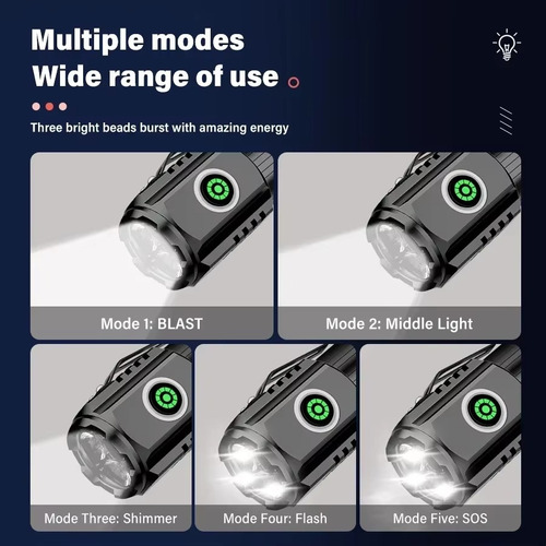 Mini Lanterna Led Traseira, Lanterna Magnética, Tampa, Clipe