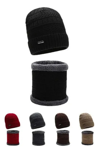 Conjunto De Gorro De Invierno De Punto Y Bufanda, Forro Pola