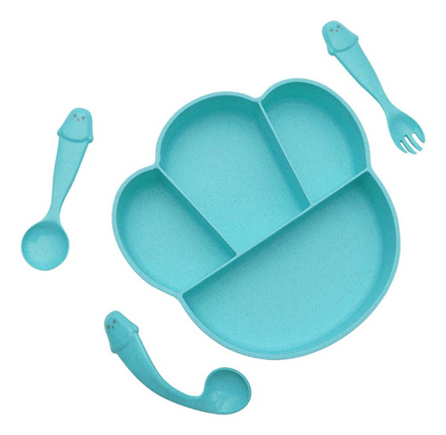 Juego De Platos Para Bebés Vajilla De Entrenamiento Verde