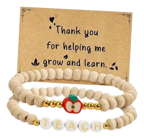 2x Pulseras De Cuentas De Madera Pulseras De Estilo C