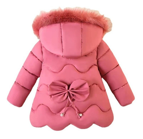 Abrigo Grueso Con Sólido Cálido Con Cuello Piel Para Niñas