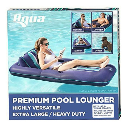 Aqua Premium Flotador De Piscina Convertible Extragrande Color Oversize Ultimate Lounge 74 -76  Azul Marino/verde
