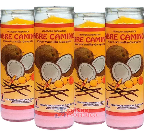 Veladora Abre Caminos - 4 Piezas - Coco Vainilla Y Guayaba