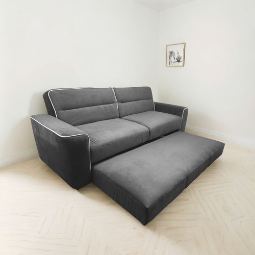 Sofá Cama Sillón Sala Hogar Minimalista 3 Posiciones Gris Liso