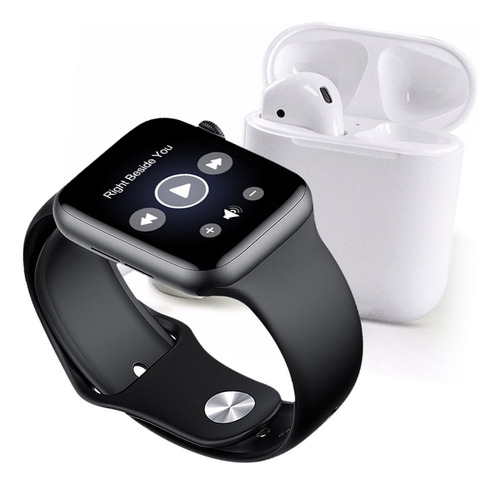 Reloj Smartwatch W26 Pro + Auricular + 2 Mallas Watch Earbud Negro Mesh Negro Negro