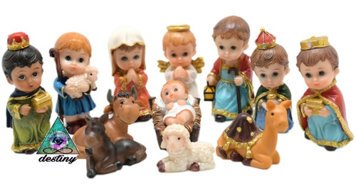 Nacimiento Navideño Petit Petit 8cm 12 Piezas En Fina Resina