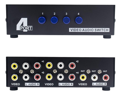 Comutador Av De 4 Portas Rca Switcher 4 Entradas E 1 Saída D