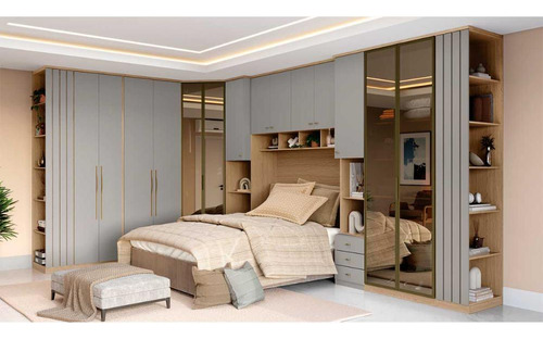 Guarda Roupas Solteiro 2 Portas 3 Gavetas Carvalho/fendi Mdf