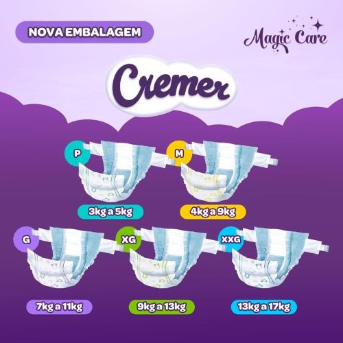 2x Fralda Cremer Magic Care Jumbinho P (3 A 5 Kg) Pcto 18 Un P Sem Gênero
