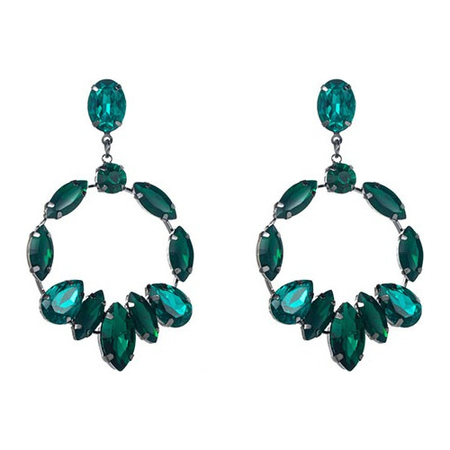 Aretes Verdes Cristales Brillantes Largos Elegantes Mod.3