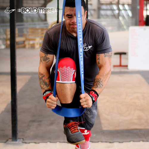 BOLD TRIBE Set de 2 Ligas de Resistencia Azul #5 - Bandas Elásticas para Cross Training, Calistenia y Ejercicio Funcional - Incluye Bolsa de Transporte, Mini Loop Bands y Guía de Entrenamiento