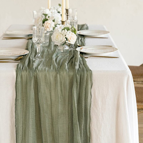 Corredor De Mesa Boho Gauze Cloth Table Runner Rustic Sheer