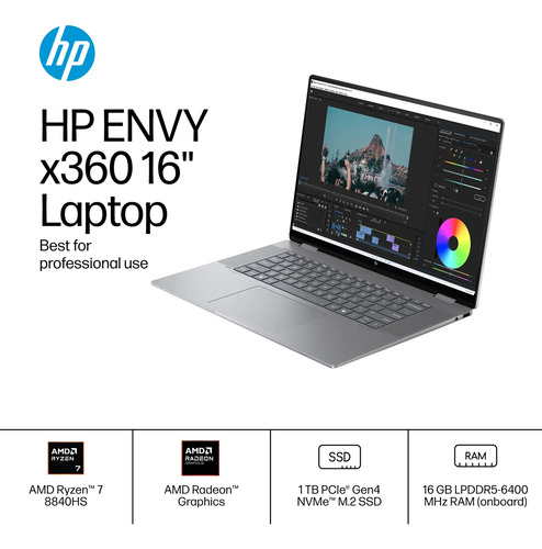 Hp Envy 2-en-1 16 2k Touch Amd Ryzen 7 16gb Ram 1tb Ssd