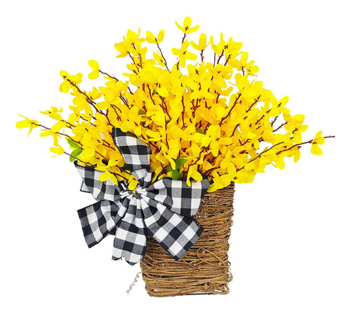 Flores Artificiales Colgantes Con Cesta, Corona De Flores