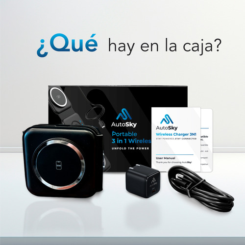 Cargador Inalambrico Magnetico Portatil 3 En1 Blanco Autosky