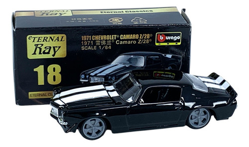 Chevrolet Camaro Z/28 1971 Escala 1:64 1/64 Bburago Coleccio Color Negro 18