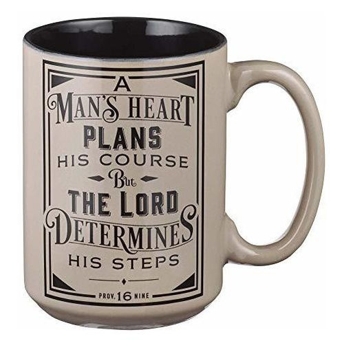 A Man S Heart Ceramic Mug Proverbs 16 9 Christian Encou...