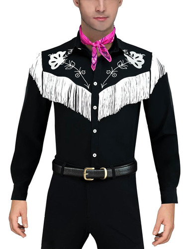 Disfraz De Vaquero Con Bufanda Camisa Con Flecos Para Hombre