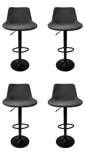 Kit 4 Banquetas Para Cozinha Giratória Vintage Base Preto